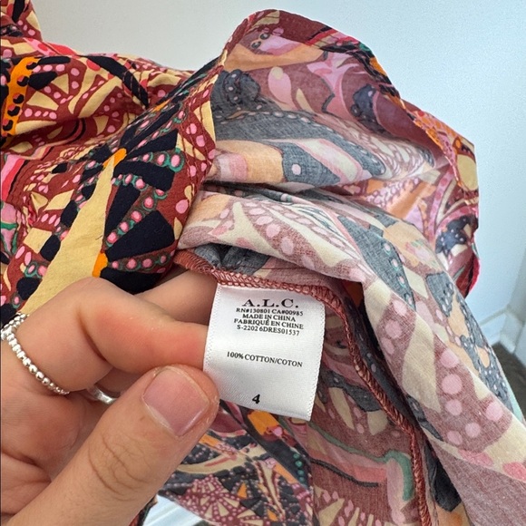 ALC Carey Printed Puff Sleeve Dress in Multi - 4 - Picture 5 of 6